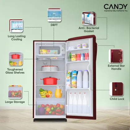 Candy CSD1952RS 185 L 2 Star Single Door Refrigerator