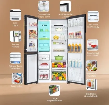 Haier HRT-683PWGU1 598 L Side by Side Refrigerator