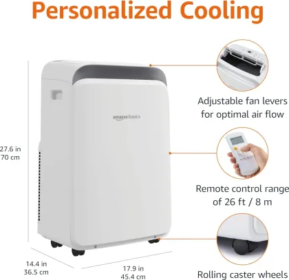 AmazonBasics MPPDA-06CRN8-BCF5 10000 BTU (ASHRAE)/6000 BTU (SACC) 15V Portable AC