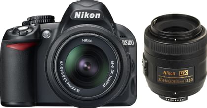 Nikon D3100 (with AF-S 18 - 55 mm VR Kit + AF-S DX NIKKOR 35 mm f/1.8G DSLR Camera)