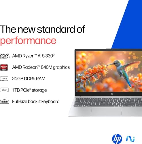 HP OmniBook 3 15-fn0074AU Laptop (AMD Ryzen AI 5 330/ 24GB/ 1TB SSD/ Win11 Home)