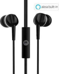 Motorola Pace 100 in-Ear Headphones with Mic & Alexa Built-in (Black)