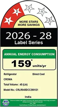Croma CRLR045DCC290121 45 L 2 Star Single Door Mini Refrigerator