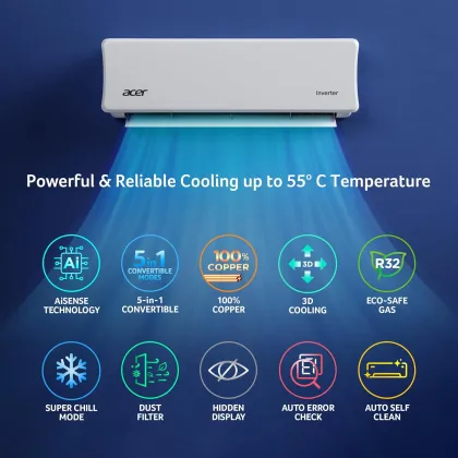 Acer AR10AS3IS1HLE25 1 Ton 3 Star 2025 Inverter Split AC