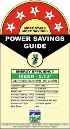 Carrier CAI19CE5R35F0 1.5 Ton 5 Star 2025 Inverter Split AC (XCEL EDGE Fxi)