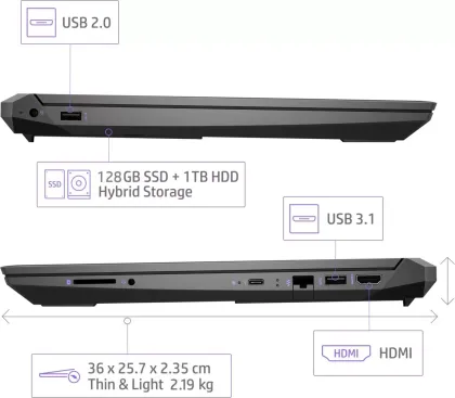 HP Pavilion 15-ec0062AX Gaming Laptop (AMD Ryzen 5/ 8GB/ 1TB 128GB SSD/ Win 10/ 3GB Graph)