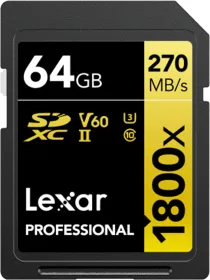 Lexar Professional 1800x 64GB SDXC UHS-II/U3 Memory Card