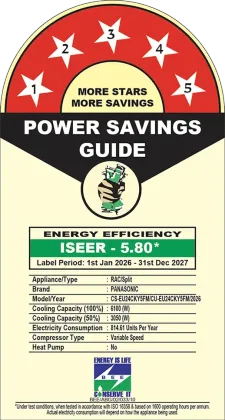 Panasonic CS/CU-EU24CKY5FM 2 Ton 5 Star 2026 Inverter Split AC