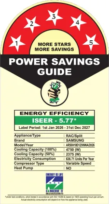 Samsung Bespoke WindFree AR60H18D15W 1.5 Ton 5 Star 2026 Inverter Split AC