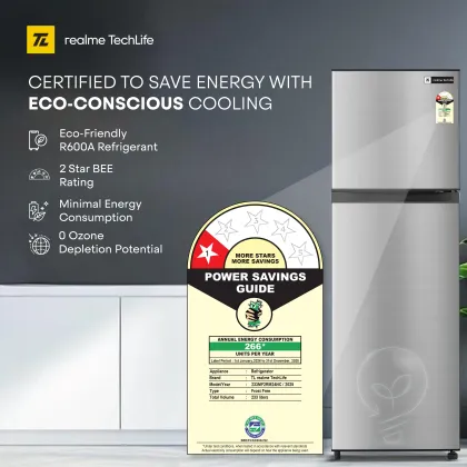 Realme TechLife 233MF2RM24NC 233 L 1 Star Double Door Refrigerator