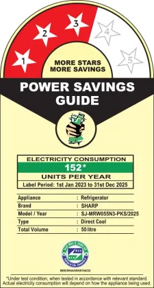 Sharp SJ-MRW055N3-PKS 50 L 3 Star Single Door Mini Refrigerator