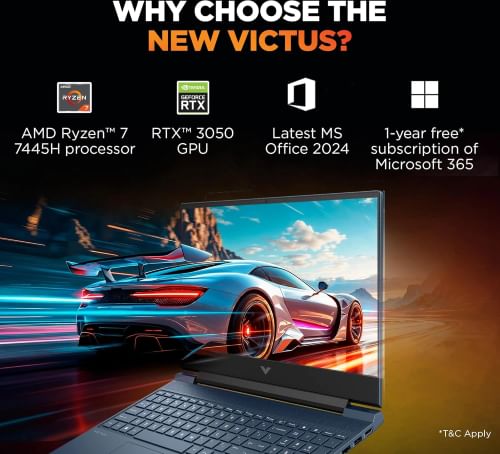 HP Victus 15-fb3134AX Gaming Laptop (AMD Ryzen 7 7445H/ 16GB/ 512GB SSD/ Win11/ RTX 3050)