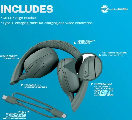 JLab Go Lux ANC Wireless Headphones