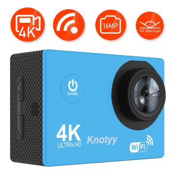 Knotyy Action Camera 4K Sports and Action Camera  (Blue 16 MP)