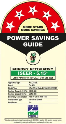 Daikin JTKJ50UV16VA 1.5 Ton 5 Star 2025 Inverter Split AC