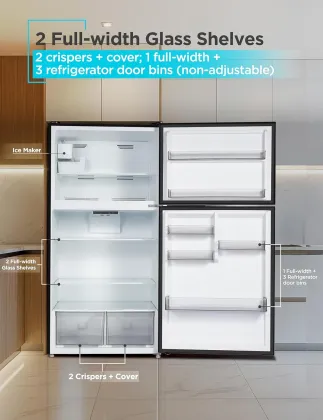 BLACK+DECKER BR2400JIMB 24 Cu Ft Double Door Refrigerator
