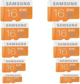 Samsung MicroSDHC Card 16GB Class 10 Evo (Pack of 10)
