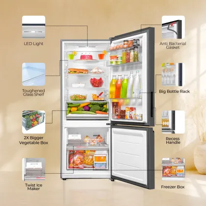 Haier HEB-333DSA-P 325 L 3 Star Double Door Refrigerator