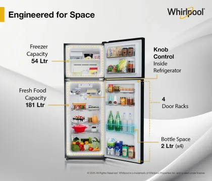 Whirlpool NEO SP278 PRM Lunar Black-Y 235 L 2 Star Double Door Refrigerator