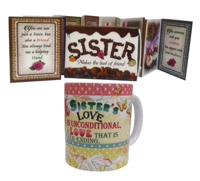 Natali™ Gift for Sister on Raksha Bandhan - Matchbox Greeting Card & Quote Coffee Mug