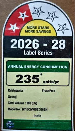 Godrej RT EONVIBE 346BN RCIT MT BK 308 L 2 Star Double Door Refrigerator
