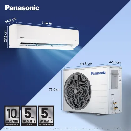 Panasonic CS/CU-NU24BKY5W 2 Ton 5 Star 2026 Inverter Split AC