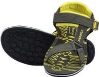 Rockstep Men's Synthetic Leather Floaters - Grey & Yellow