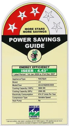 LG AS-Q19QNXE 1.5 Ton 3 Star 2026 Inverter Split AC