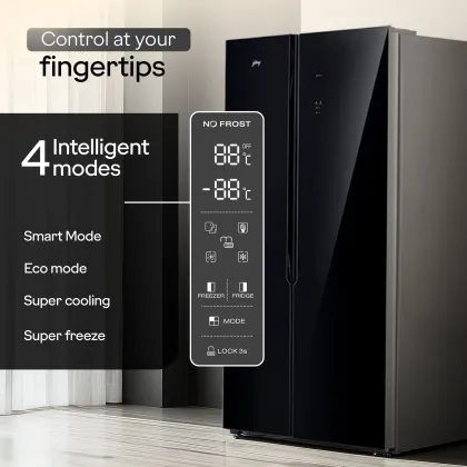 Godrej RS EONVELVET 580C RID GL BK 540 L Side by Side Door Refrigerator