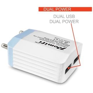Pomifi 2.4 Amp High Speed Dual Port Travel Charger (White, Light Blue) + Flat 20% OFF on Prepaid Orders