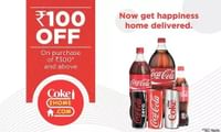 Flat Rs. 100 OFF on Minimum Bill of Rs. 300 at Coke2Home