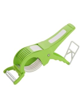 Kuber Industries Plastic Vegetable and Fruit Multipurpose Cutter with Peeler (Green, CTKTC01792)