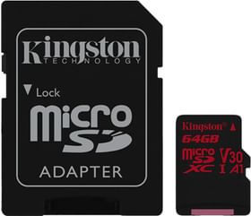 Kingston Canvas React 64GB Micro SDXC UHS-I Class 10 Memory Card
