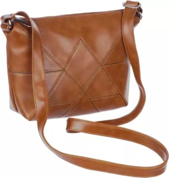Women Casual Brown Leatherette Sling Bag