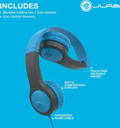 JLab JBuddies Folding Kids Wired Headphones
