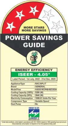 O General ASGG18CPAB-B 1.5 Ton 3 Star Inverter Split AC