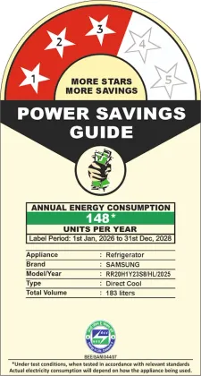 Samsung RR20H1Y23S8 183 L 3 Star Single Door Refrigerator