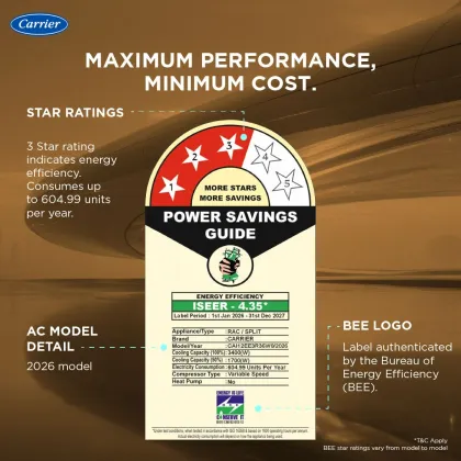 Carrier CAI12EE3R36W0 1 Ton 3 Star 2026 Inverter Split AC