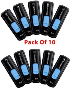 Transcend JetFlash 500 8 GB Pen Drive - Pack of 10
