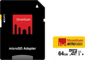 Strontium Memory Card 64GB MicroSDHC UHS-1 Class 10 NITRO 566X Card