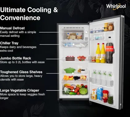 Whirlpool 230 IMPRO GD PRM 5S Inv Silvia 207 L 5 Star Single Door Refrigerator