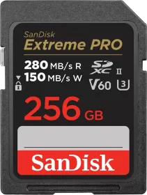 Sandisk Extreme Pro 256GB SDXC V60 UHS-II SD Card