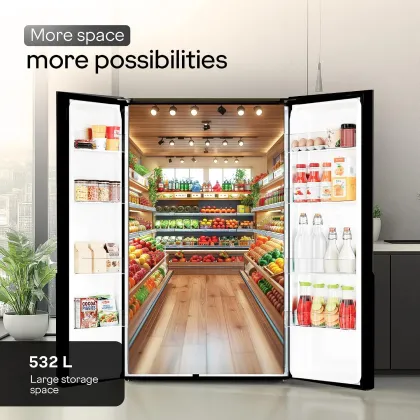 Godrej RS EONVELVET 580C RID OP BK 540 L Side by Side Door Refrigerator