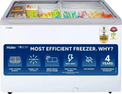 Haier HFC-300GM5 300 L 5 Star Glass Top Deep Freezer