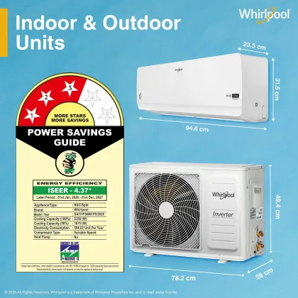 Whirlpool SAI11P36MCP0 1 Ton 3 Star 2026 Inverter Split AC