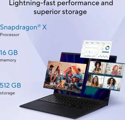 Asus Vivobook 16 X1607QA-DS54 Laptop (Qualcomm Snapdragon X X1-26-100/ 16GB/ 512GB SSD/ Win11)