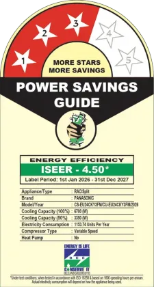 Panasonic CS/CU-EU24CKY3FM 2 Ton 3 Star 2026 Inverter Split AC