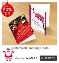 Flat 40% OFF on Personalized Christmas Greeting Cards, Pen Drives, Bags, Pen, Wallets & Mugs
