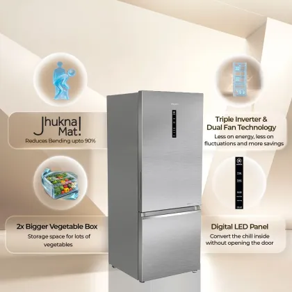 Haier HEB-333DSA-P 325 L 3 Star Double Door Refrigerator