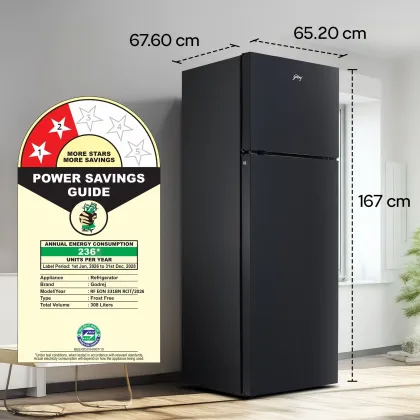 Godrej RF EON 331BN RCIT GP BK 308 L 2 Star Double Door Refrigerator